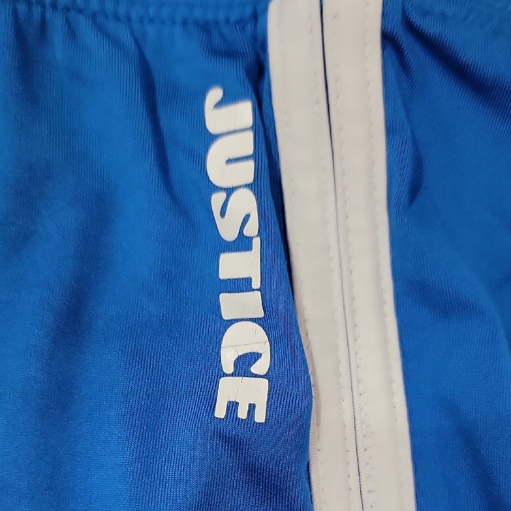 Justice Blue and White Athletic Shorts with Elastic Waistband - Picture 3 of 3